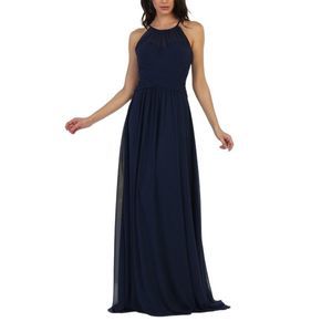 Navy Criss-Cross Halter Gown Size 6